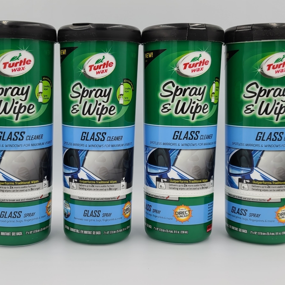 4 Pack Turtle Wax Glass Care Spray & Wipe